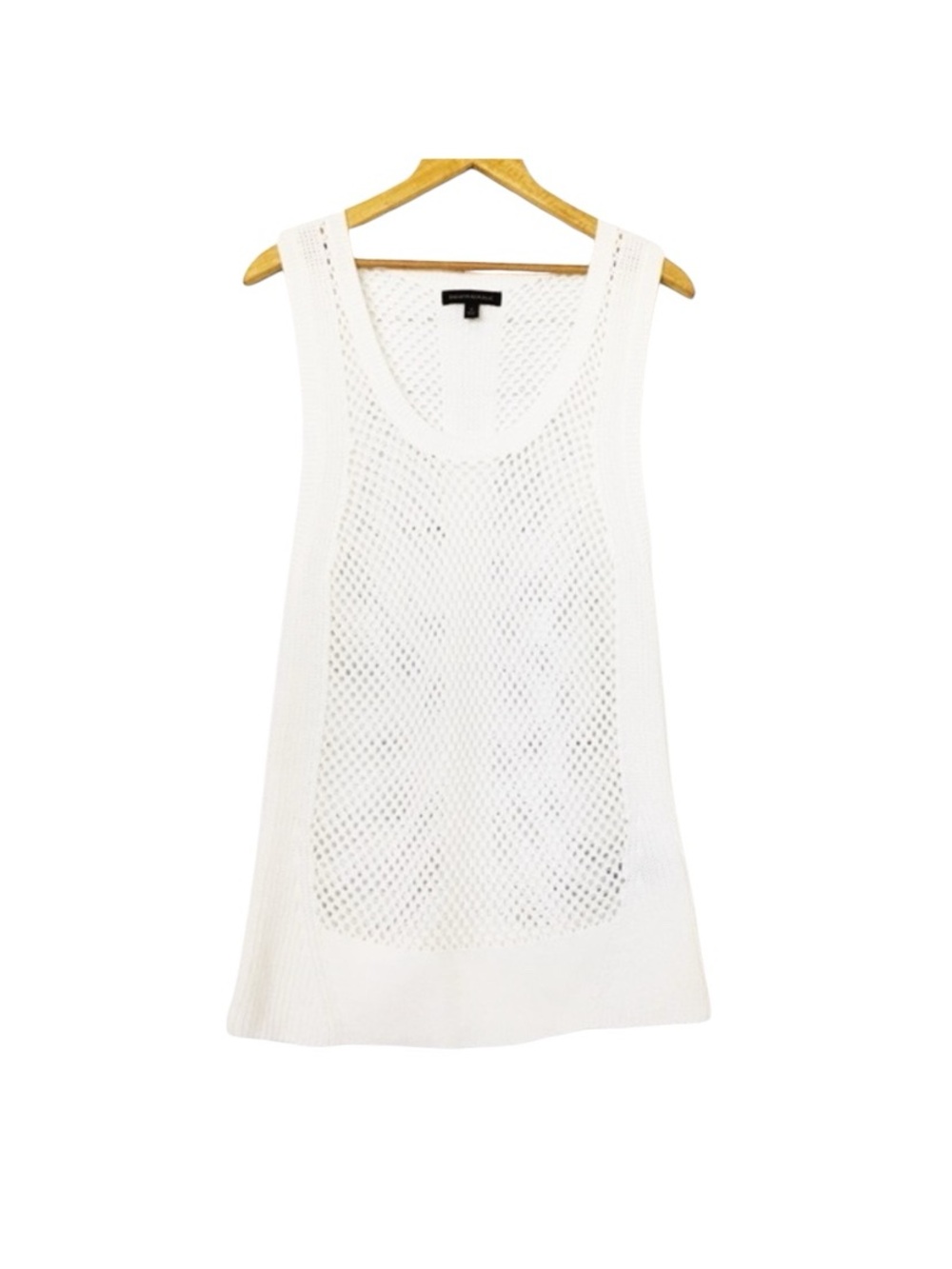 Banana Republic Preppy White Cotton Beach Mesh Knit Sleeveless Top Tunic - Picture 1 of 6